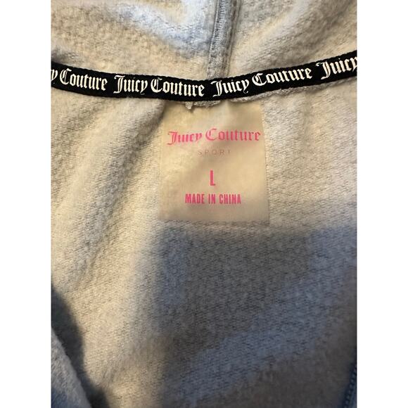Juicy Couture Women’s Large Zip Up Hoodie Sweatshirt Sparkly Striped Sleeves - Picture 7 of 8